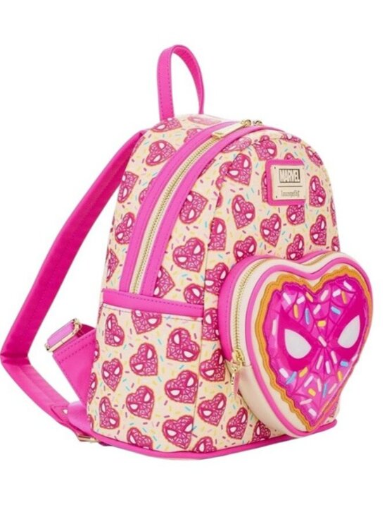 Loungefly Marvel Spider-Man Sprinkle Donut Mask Mini Backpack Pink Spider Man NW main image 6